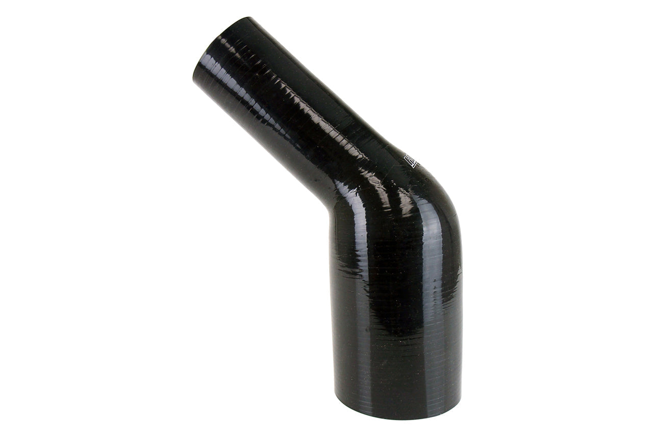 HPS Silicone Hoses, HPS 2-1/2" - 2-3/4" 4-ply Reinforced Silicone 45 Elbow Reducer Coupler | Universal  (HTSER45-250-275-BLK)