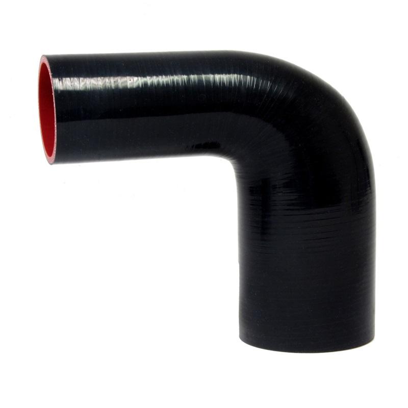 HPS Silicone Hoses, HPS 2-1/2" - 2-3/4" ID Silicone 90 Degree Reducer Hose | Universal (HTSER90-250-275-BLK)