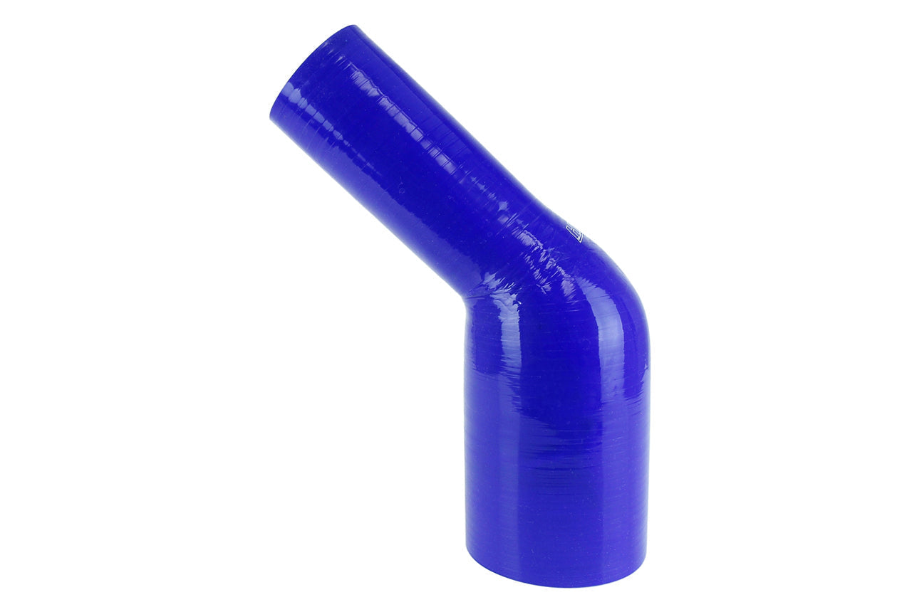 HPS Silicone Hoses, HPS 2-1/2" - 3" 4-ply Reinforced Silicone 45 Elbow Reducer Coupler | Universal (HTSER45-250-300-BLK)